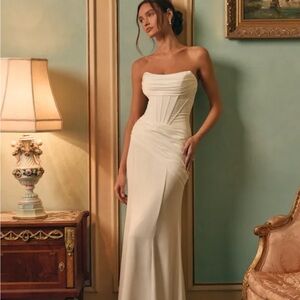 Lulu's Strapless Ivory Column Gown Claudette